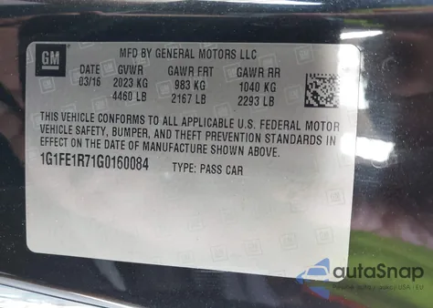 2016 Chevrolet Camaro 1Ss из США, поврежденный, VIN 1G1FE1R71G0160084